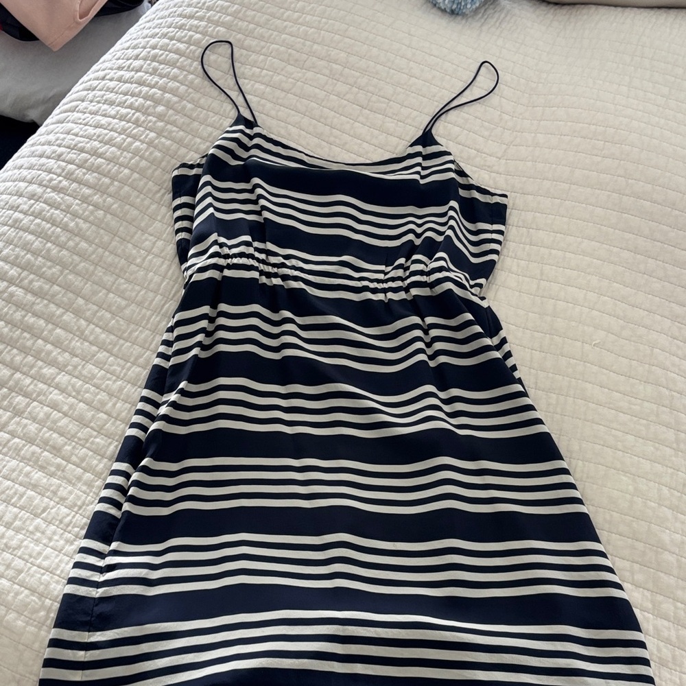 J. Crew Navy and Cream Striped Dress